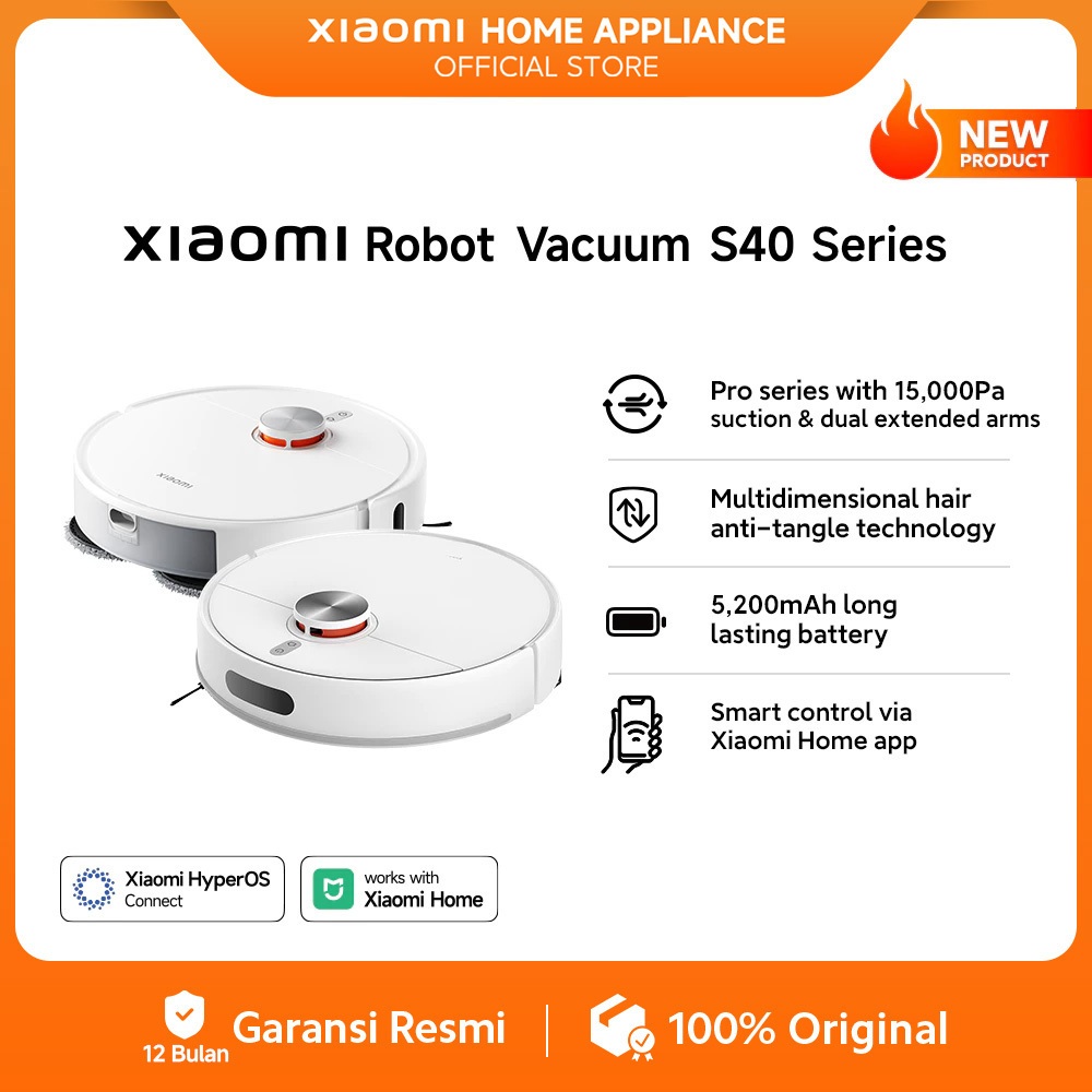 Xiaomi Robot Vacuum S40 Series | Pro series with 15,000Pa suction & dual extended arms | Multidimens