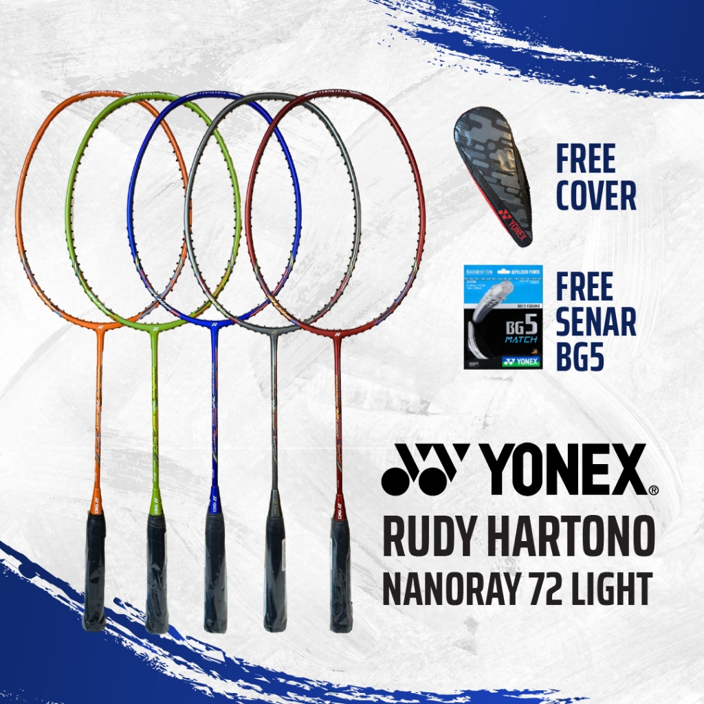 Raket badminton Yonex RUDY HARTONO NANORAY 72 Light (tarikan 30lbs) + senar bg5 + cover | Bulu tangk