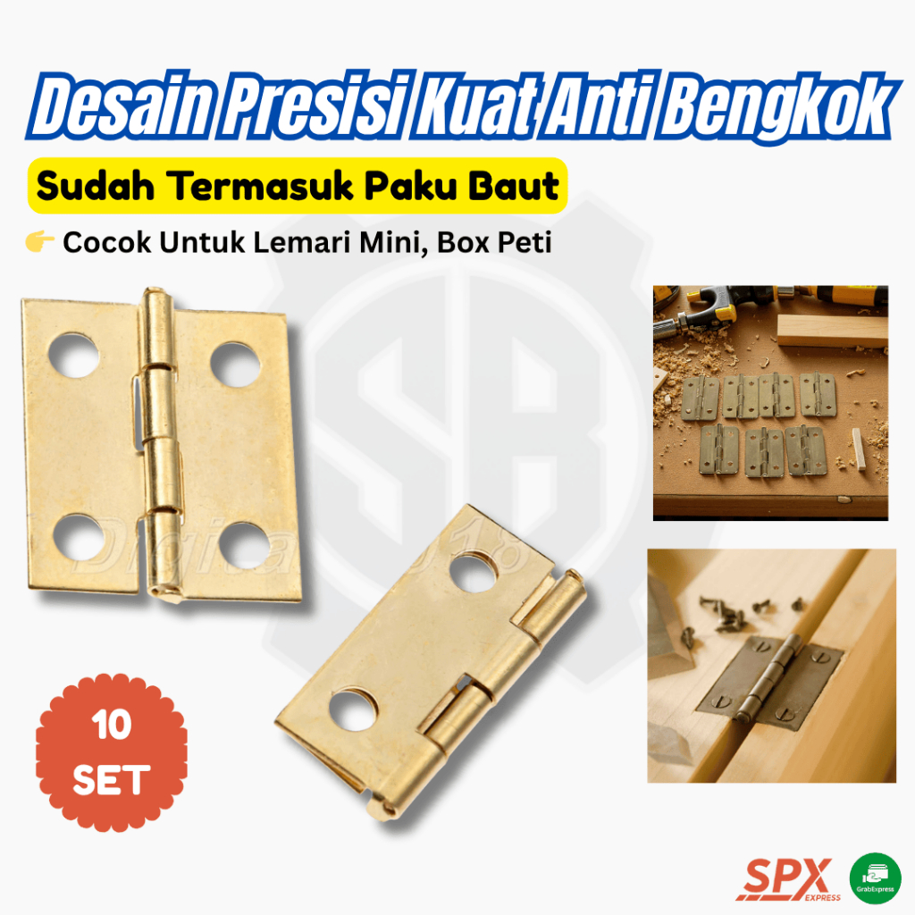 Engsel Pintu Lemari Dan Kabinet Kecil 4 Hole 10x8mm Kuat
