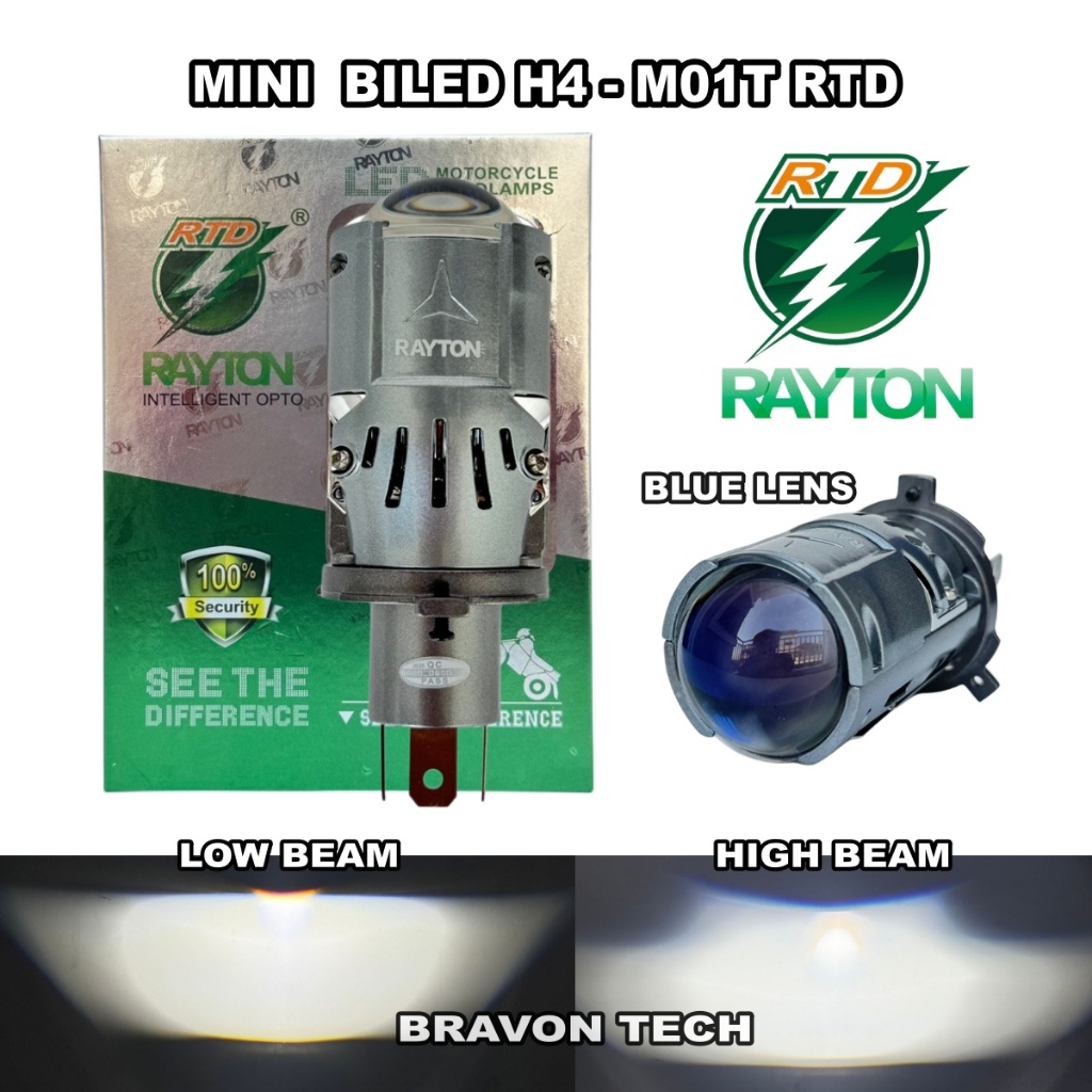 Lampu LED Utama H4 M01T - A High Beam Selenoid Rayton Rtd Mini Projie H4 Rayton Terbaru