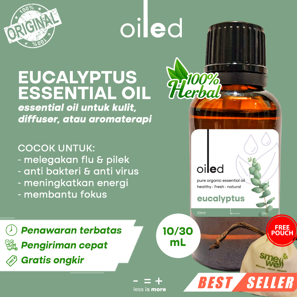 Pure Essential Oil Eucalyptus Minyak Eukaliptus Smellwell Oiled Alami Wangi Murni Organik Pewangi Pe