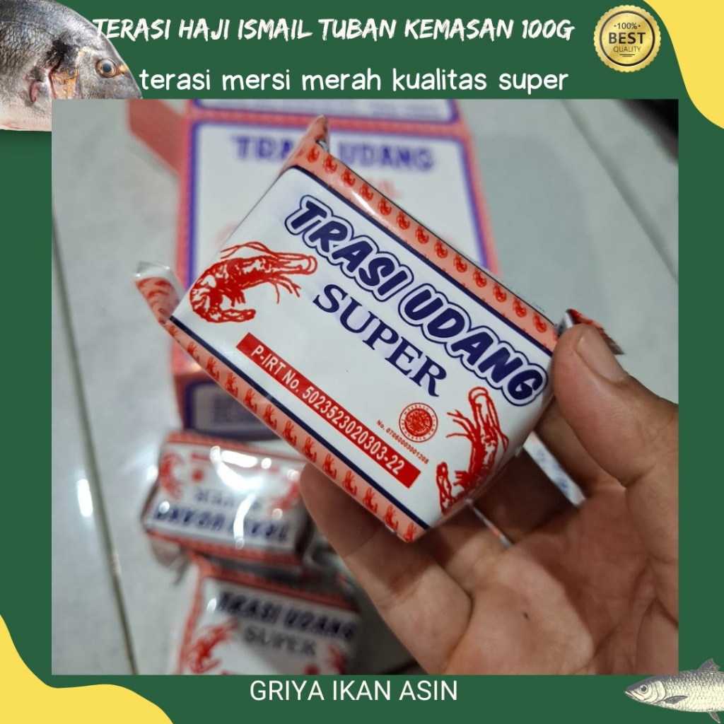 Terasi h. Ismail Tuban / terasi udang Haji Ismail merah 1 pcs 100g / TERASI Udang Asli Ekonomis Mura