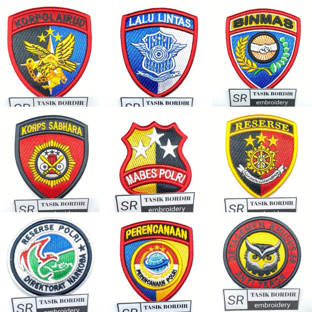 ATRIBUT POLRI BORDIR TIMBUL SATUAN
