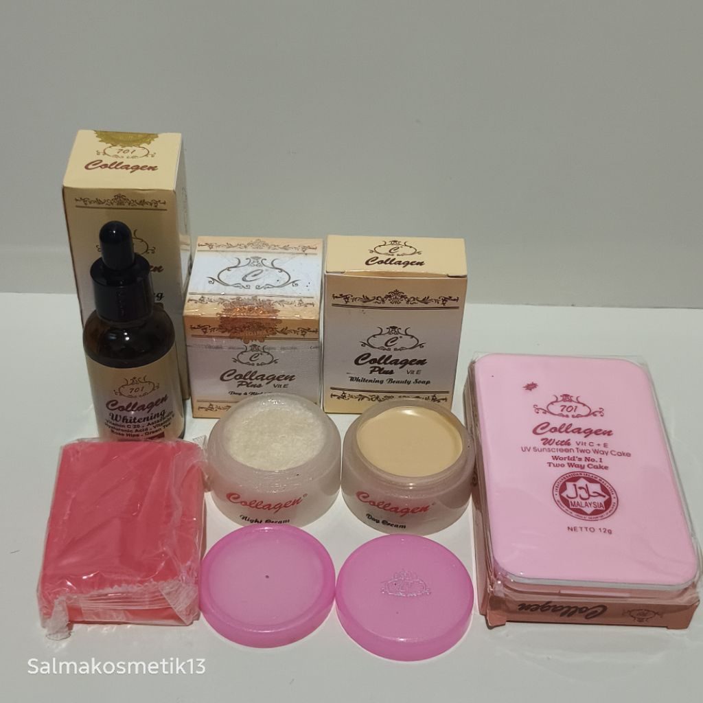 Paket Cream Collagen Susun 5In1 Original // cream siang, malam, sabun, serum 701, bedak twc