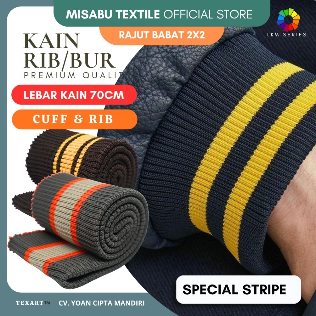 Kain rib jaket rajut 2x2 untuk kerah lengan dan pinggang jaket lebar kain 70cm