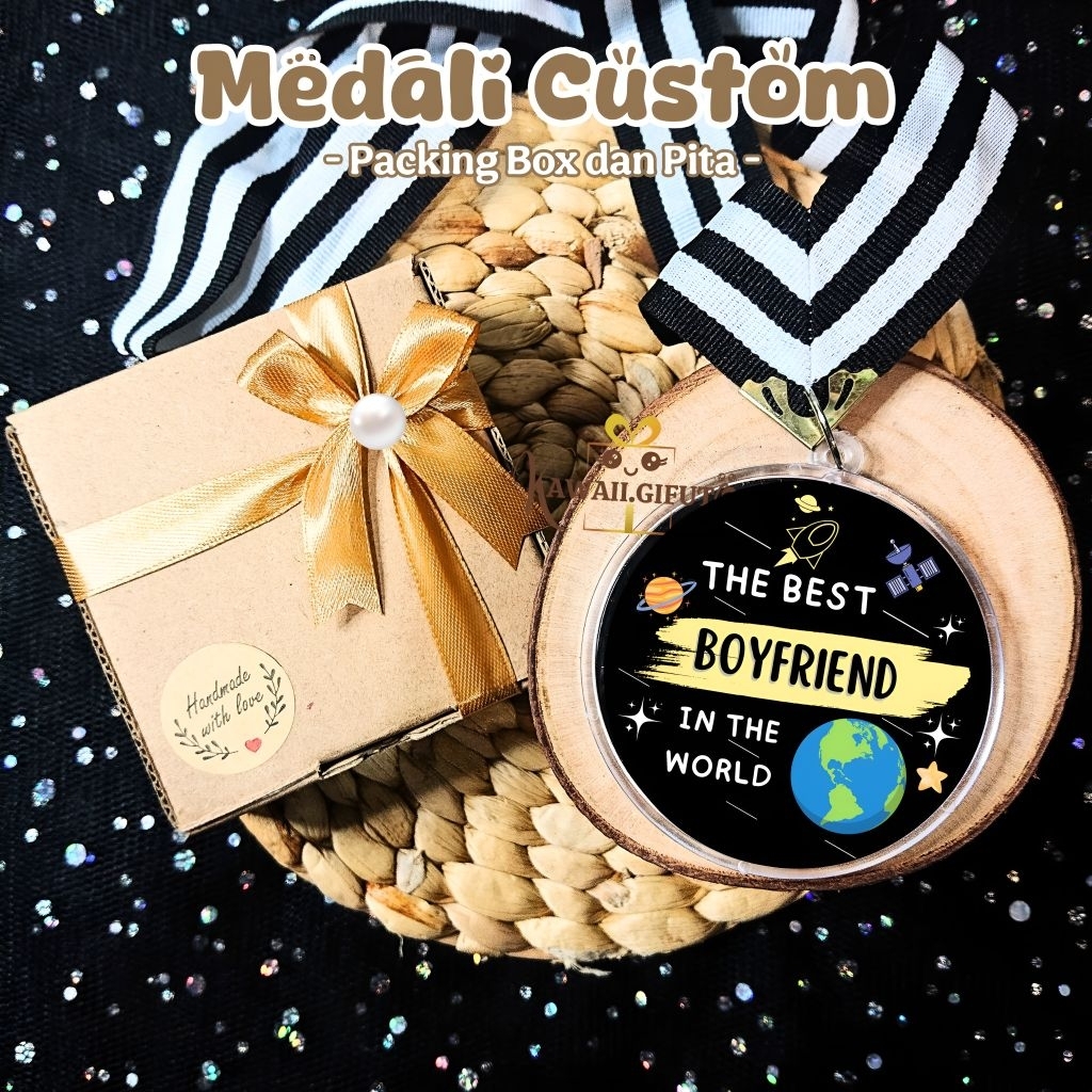 KAWAII.GIFUTO Medali Akrilik Custom/Kado Wisuda/Kado Unik/Medali Akrilik/Medali Custom Boyfriend/Kad