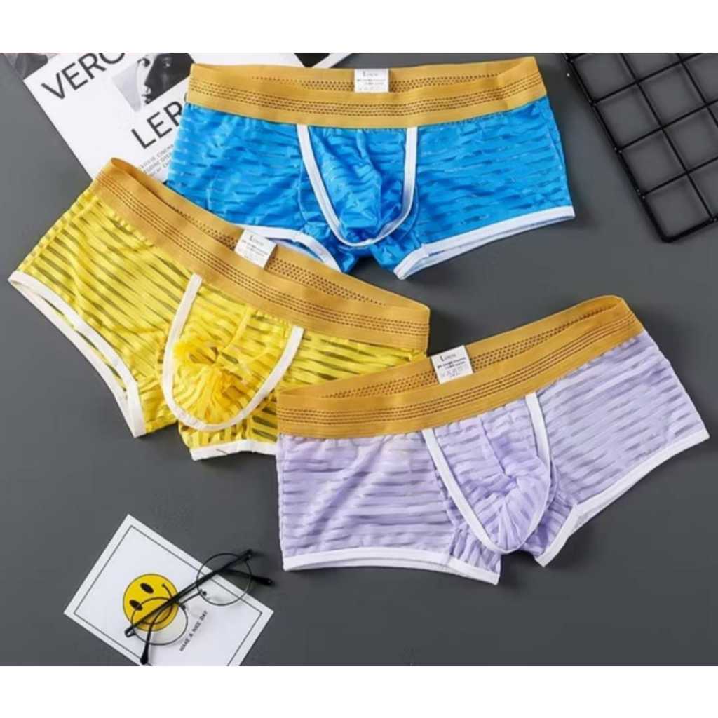CELANA DALAM BOXER PRIA MOTIF STRIPE GARIS GARIS