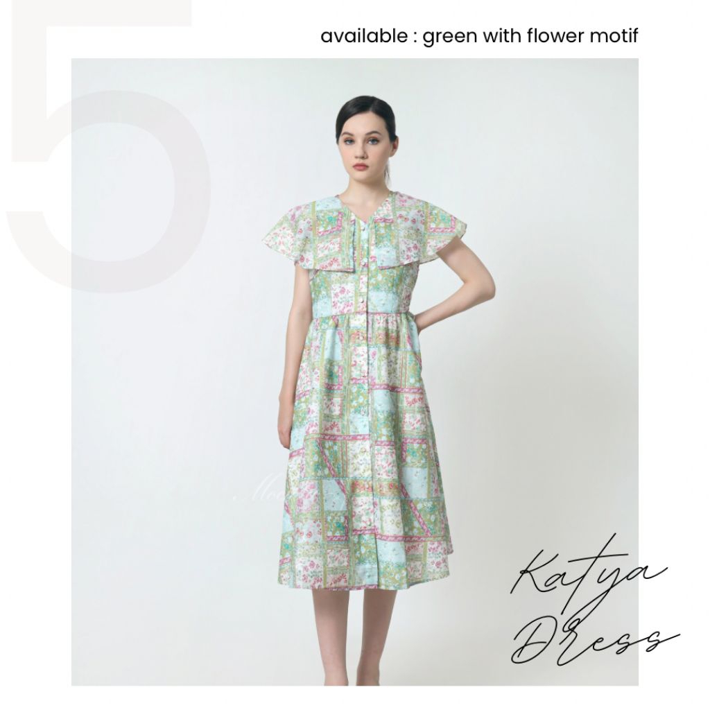 MOCHITA | KATYA DRESS | DRESS UNIK | DRESS LENGAN PENDEK | DRESS BUNGA BUNGA | DRESS READY STOCK | D