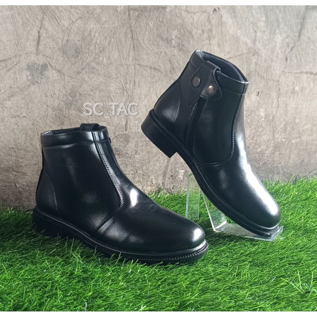 Sepatu PDH Pantofel Resleting Hitam Doff/Sepatu PDH Pria Hitam Doff