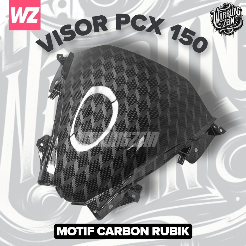 carbon dudukan visor pcx 150 motif carbon