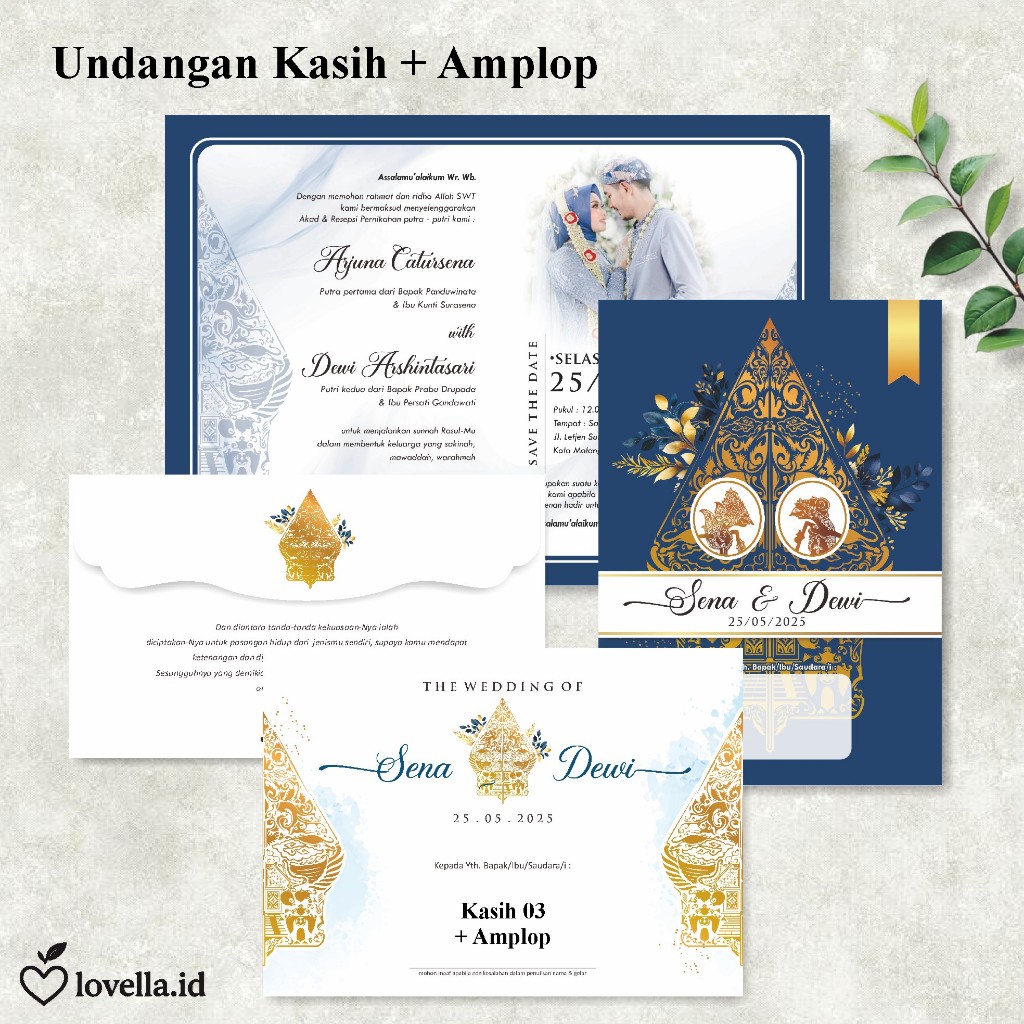 UNDANGAN PERNIKAHAN ELEGAN PLUS AMPLOP - UNDANGAN NIKAH KASIH AMPLOP BC/KRAFT COKLAT