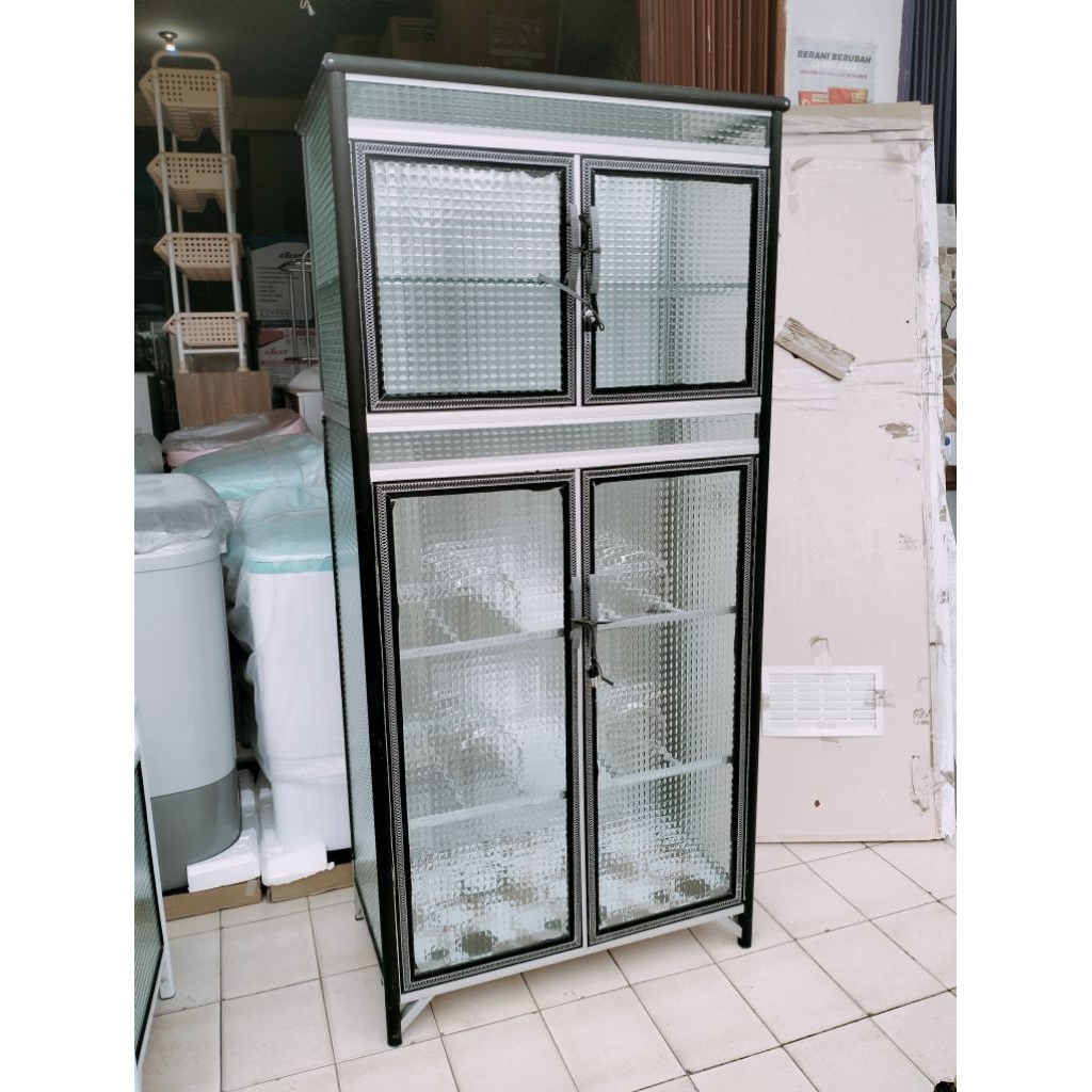 Lemari piring jumbo 2pintu full kaca