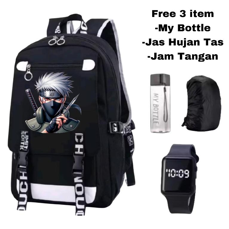 tas karakter anime kakashi-tas ransel anime-tas sekolah anak laki laki