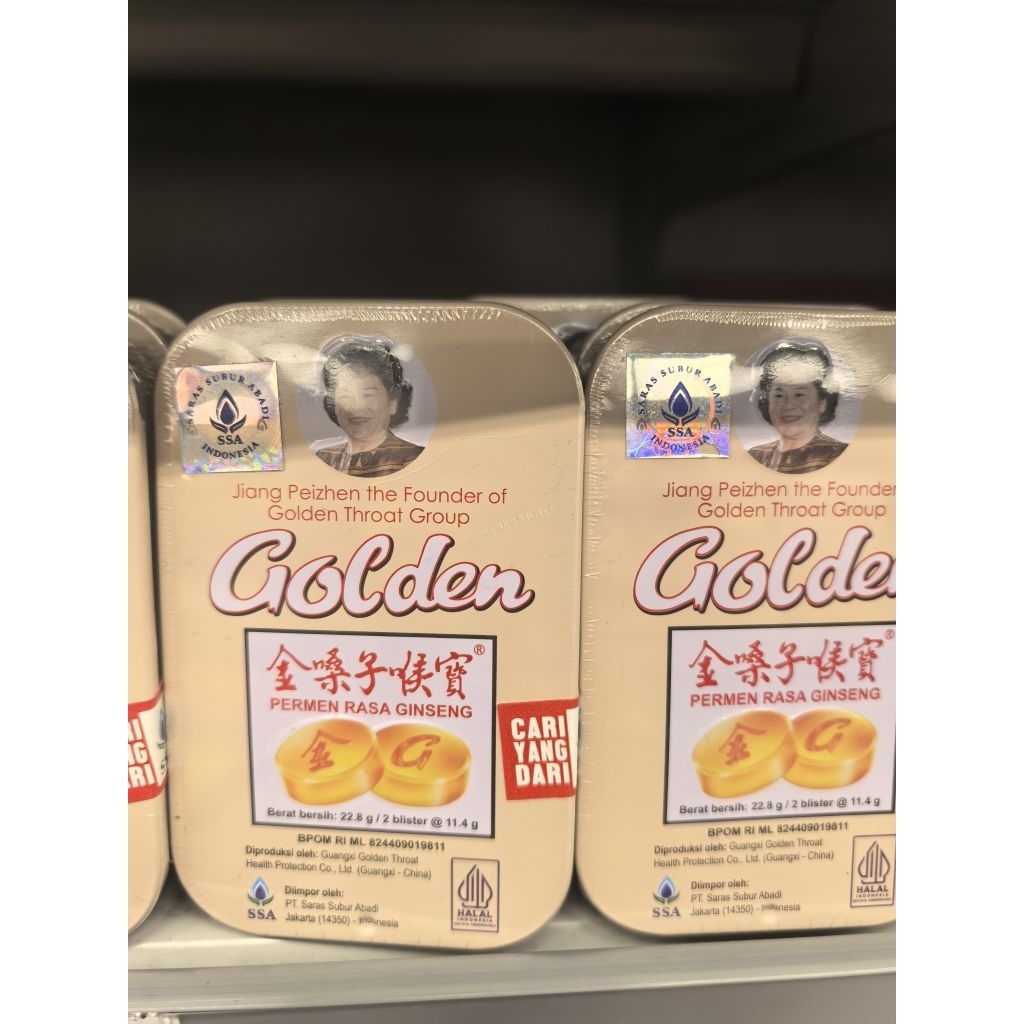 GOLDEN THROAT LOZENGES JERUK. PERMEN RASA GINSENG. PERMEN GINSENG. PERMEN TENGGOROKAN. PERMEN BATUK