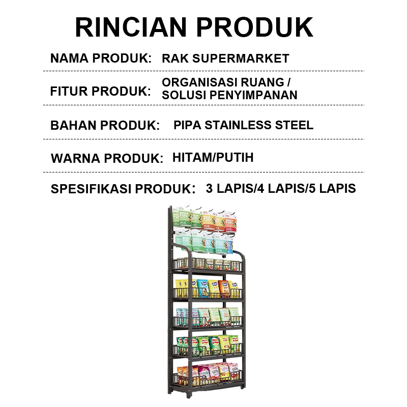 Mal SederhanaRak Snack 3/4/5 Susun Rak Penyimpanan Kapasitas Besar yang Dapat Dilepas Rak