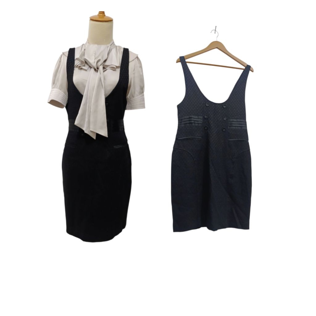 Dress Overall Hitam Formal Rok Span Murah