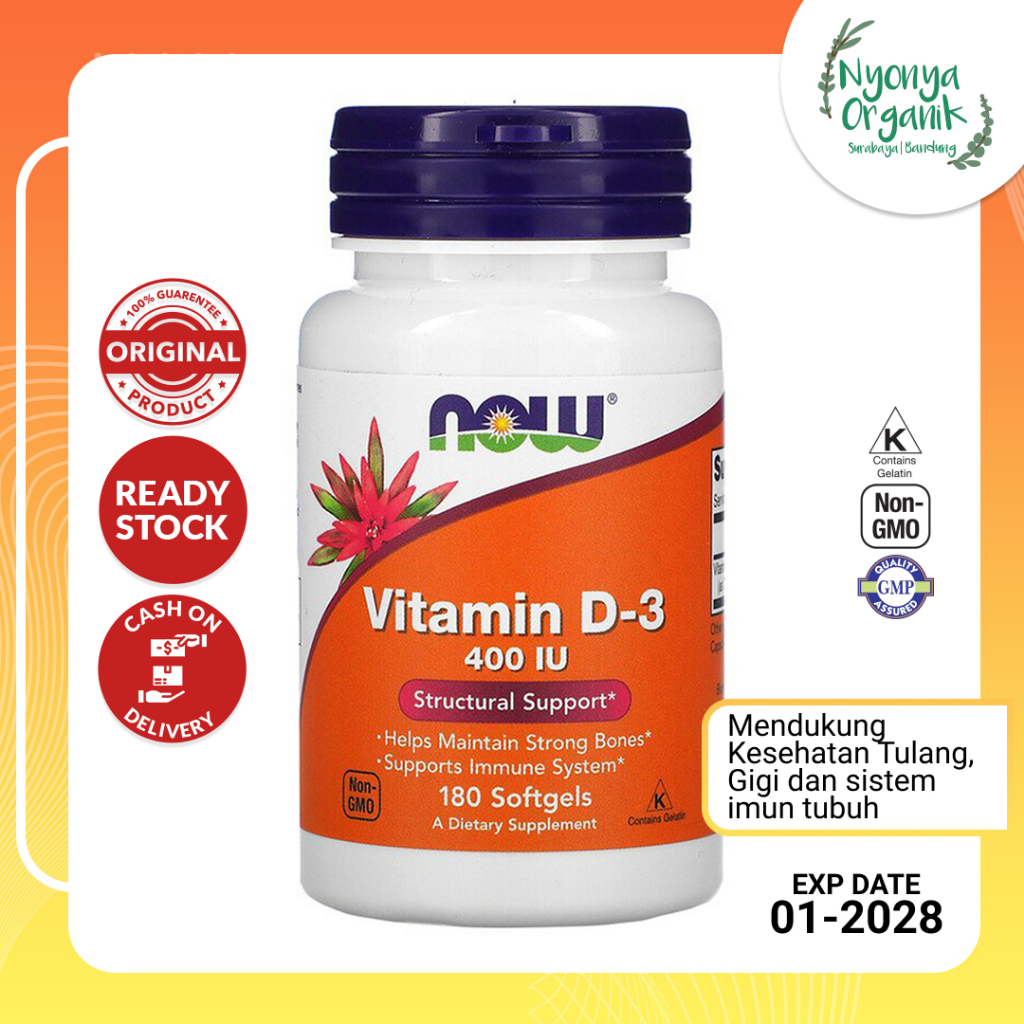 Vitamin D-3 400 10 mcg Now 180 Softgels - vitamin d3 400 now