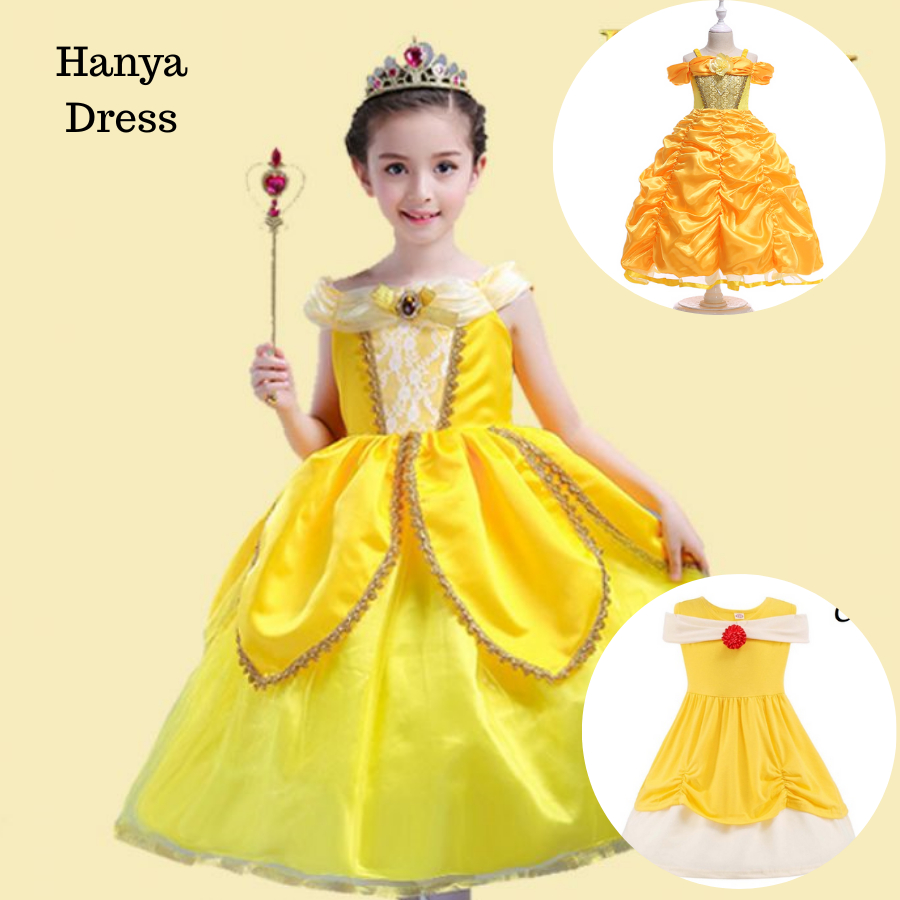 [MAMASILO] Dress Princess Kuning / baju princess belle anak perempuan
