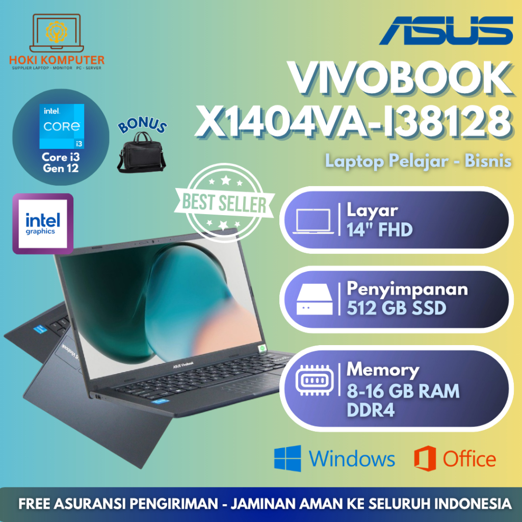 Laptop Asus Vivobook X1404ZA - I38128 Core i3-1215U Ram 8GB SSD 512GB 14" FHD - Asus Core i3 Murah 5