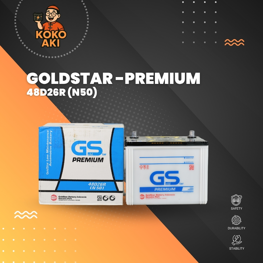 Aki Mobil Serena Terrano Bergaransi , Merk :  GOLD STAR N-50