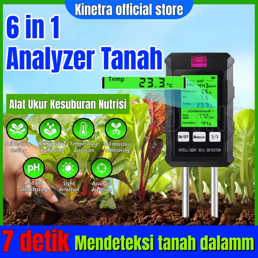 6 in1 Analyzer Tanah  Alat ukur PH tanah pengukur ph tanah pertanian digital ori akurat