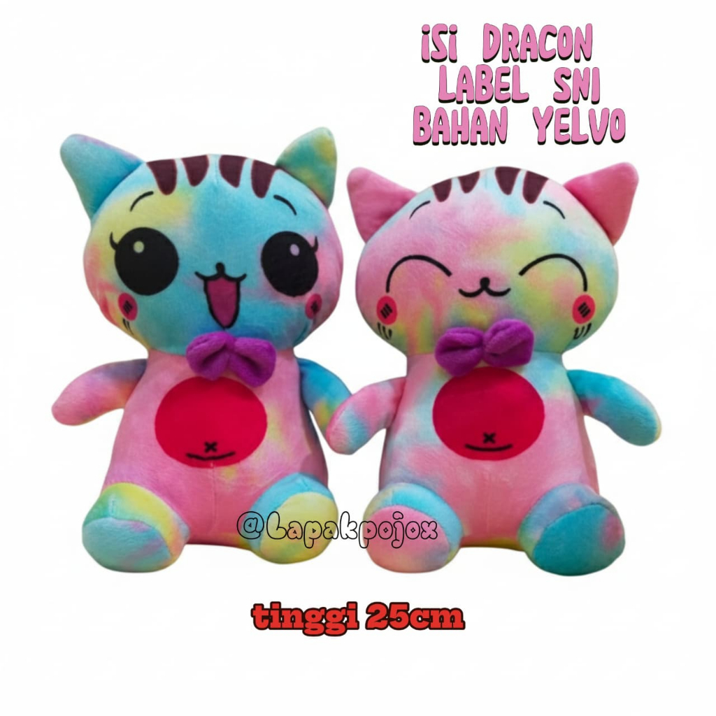 Boneka Kucing Kawai Rainbow Lucu