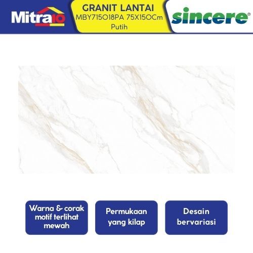 Granit Lantai Sincere MBY715018PA 75x150cm Putih Glossy
