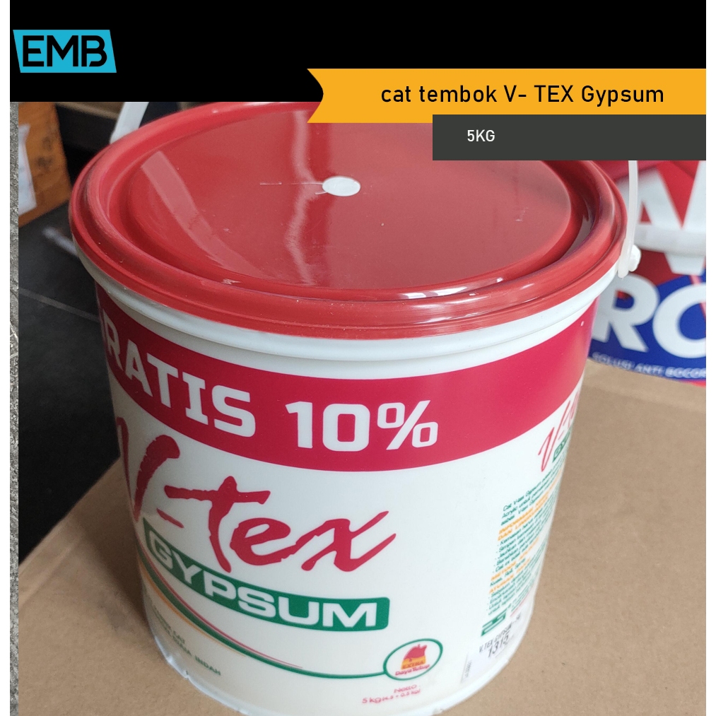 Cat Vtex Gypsum tutup merah - V - tex 5kg putih