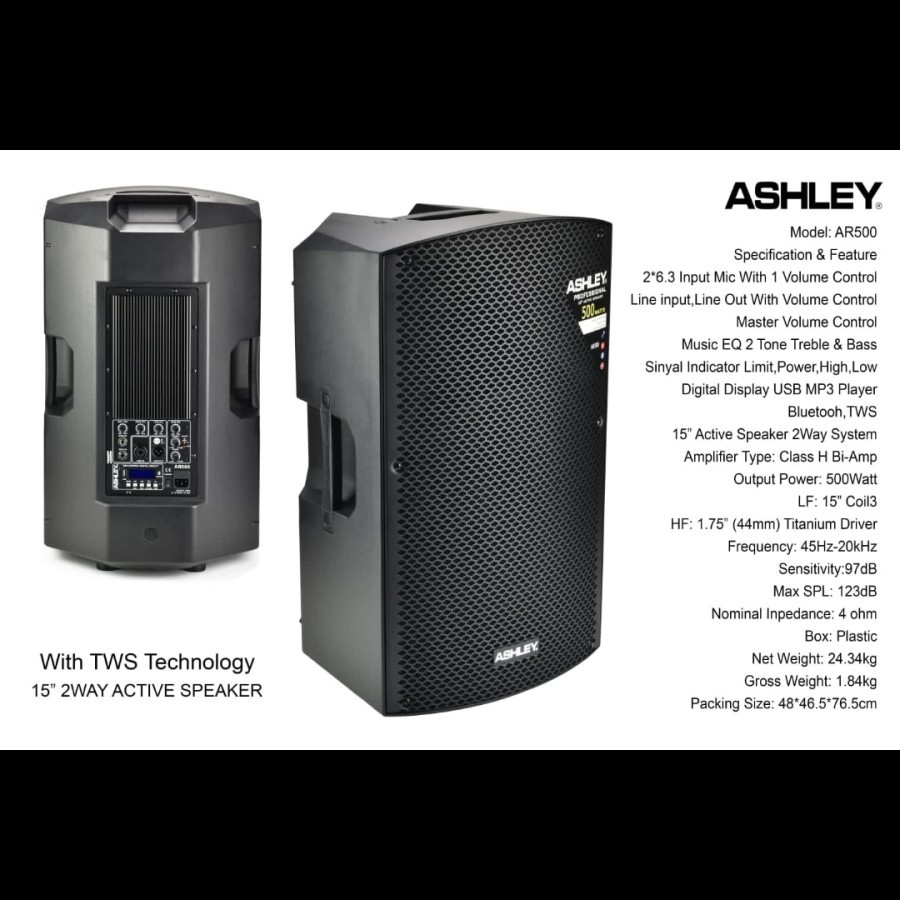 Speaker Aktif 15 Inch ASHLEY AR500 500 Watt Original