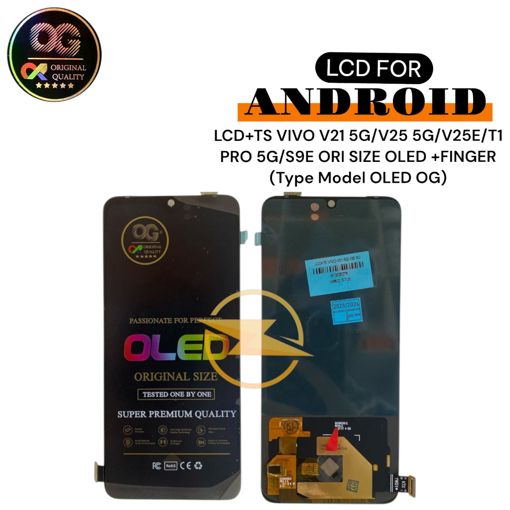 LCD+TS VIVO V21 5G/V25 5G/V25E/T1 PRO 5G/S9E ORI SIZE OLED +FINGER (Type Model OLED OG)