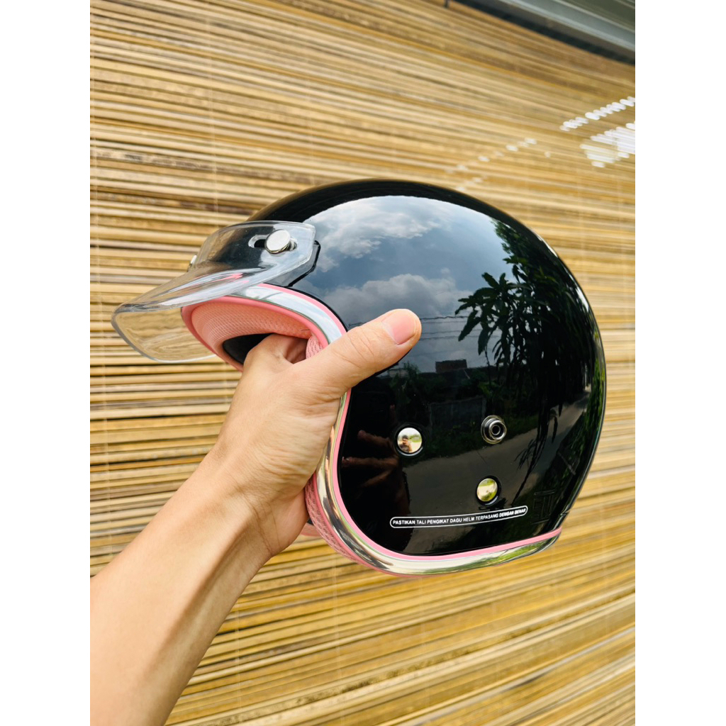 Helm Bogo Pet Transparan Wanita Dewasa List Chrome ORI