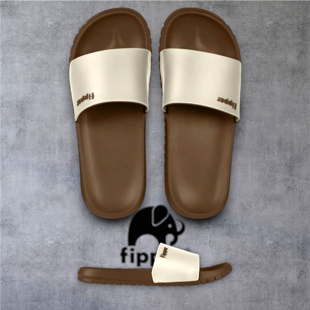 FIPPER SLIP ON TRAIL+ BROWN TAUPE / GREY SAND / BROWN TAUPE  - sandal slide pria/wanita
