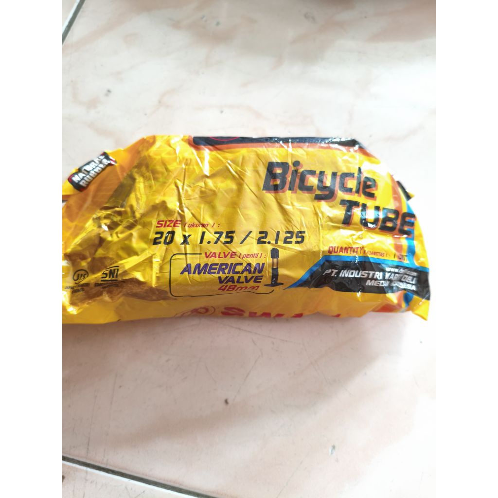 Ban Dalam Sepeda 20 AV 48 Ban Dalam Ukuran 20 X 1.75 Pentil Panjang 48mm