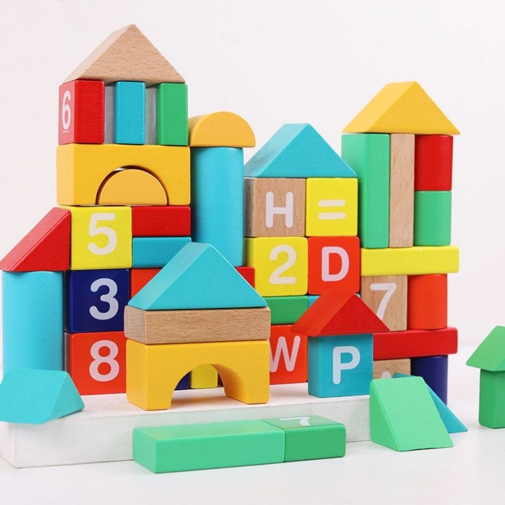 Mainan Balok Susun Kayu Anak Edukasi / Building Blocks Besar