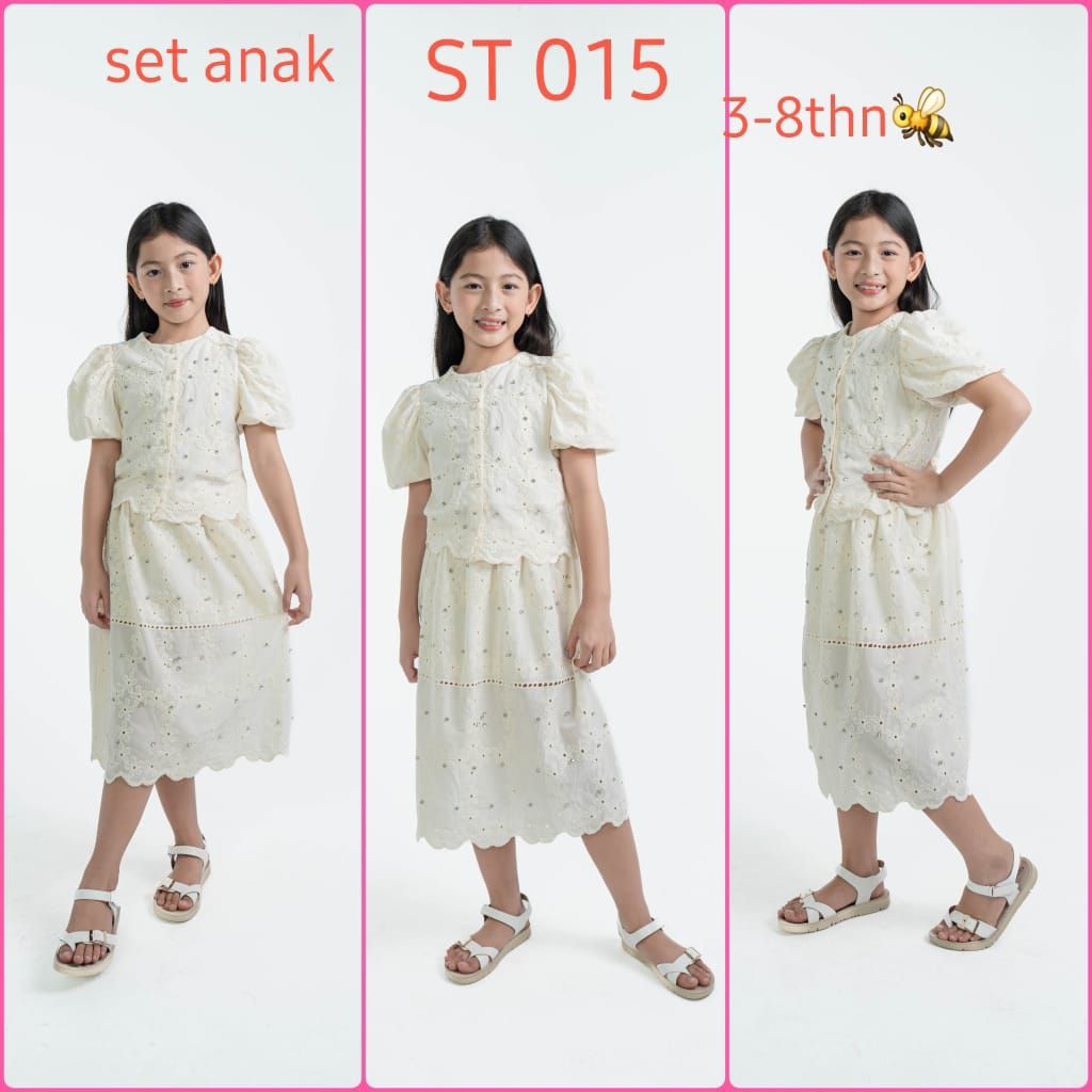 STELAN ROK KATUN BOLONG ANAK 3-8TAHUN/SET KATUN IMPORT ANAK PREMPUAN/STELAN BKK ANAK PREMPUAN