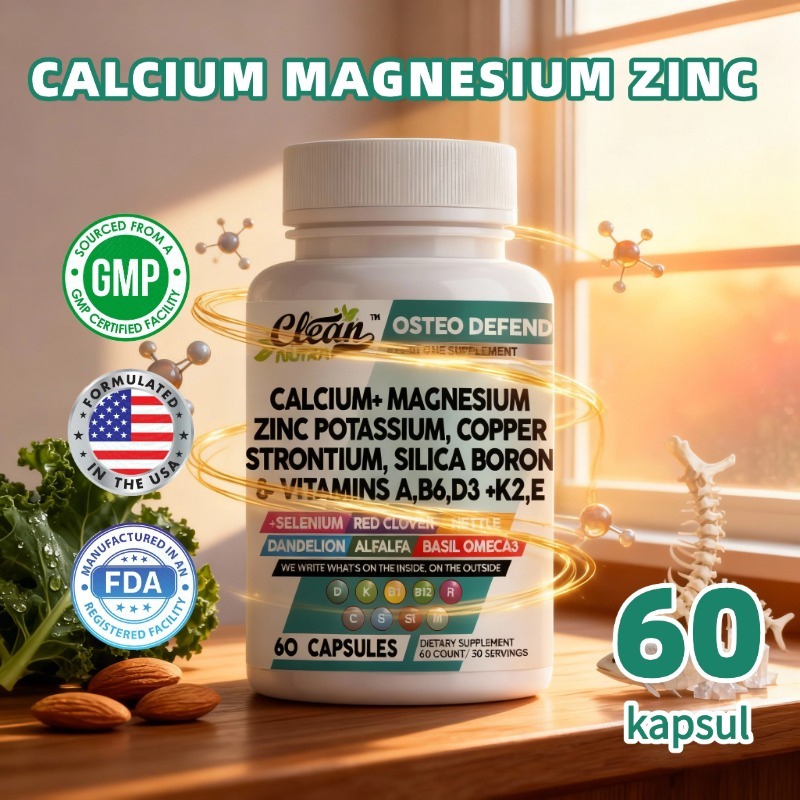 Kalsium, Magnesium, Zinc + D3K2 – Menjaga keseimbangan hormon, meredakan stres, bantu tidur lebih pu