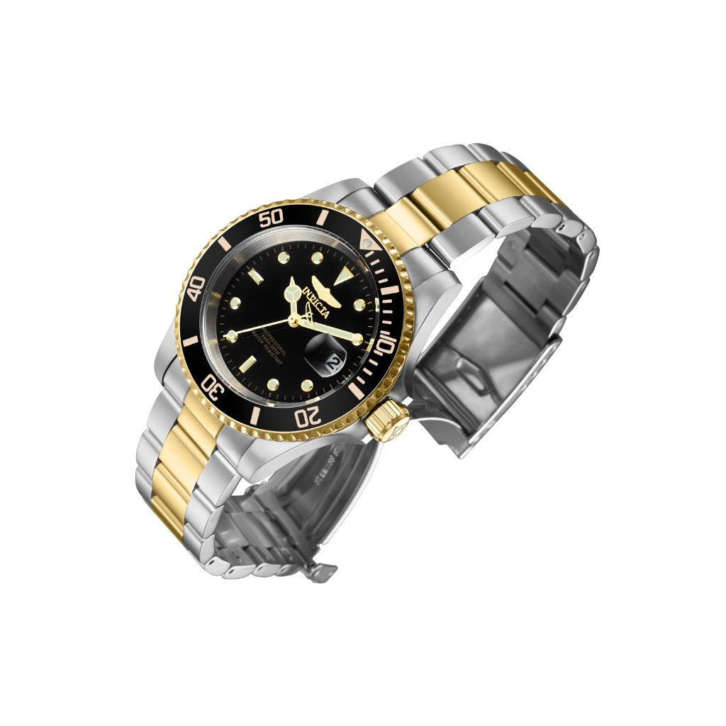 Invicta Men's Quartz Watch - Pro Diver Black Dial Two Tone Bracelet | 26973