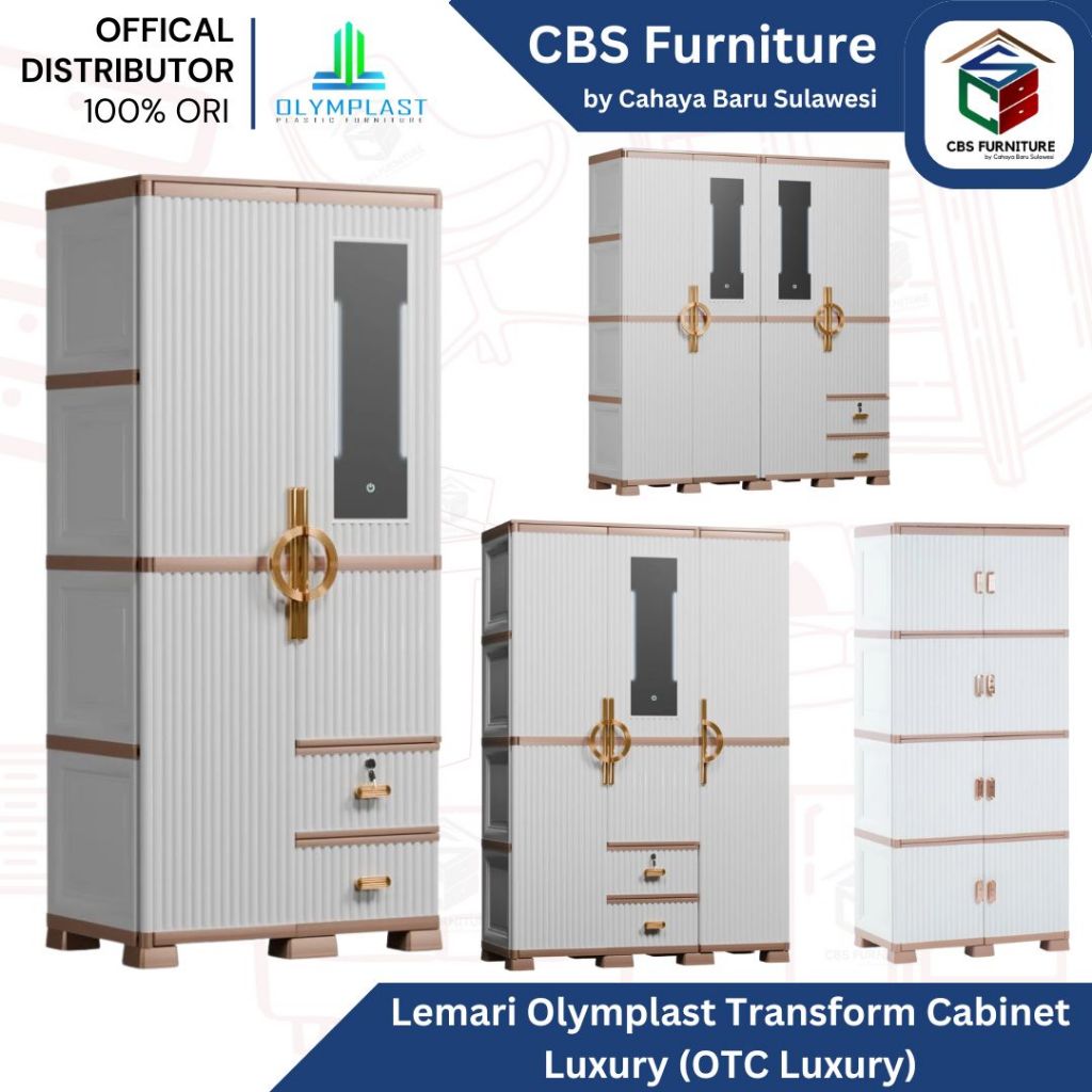 Olymplast OTC LUXURY Lemari Pakaian Plastik 2 Pintu 81.7x52.2x97.5 cm Putih Mocca Anti Air