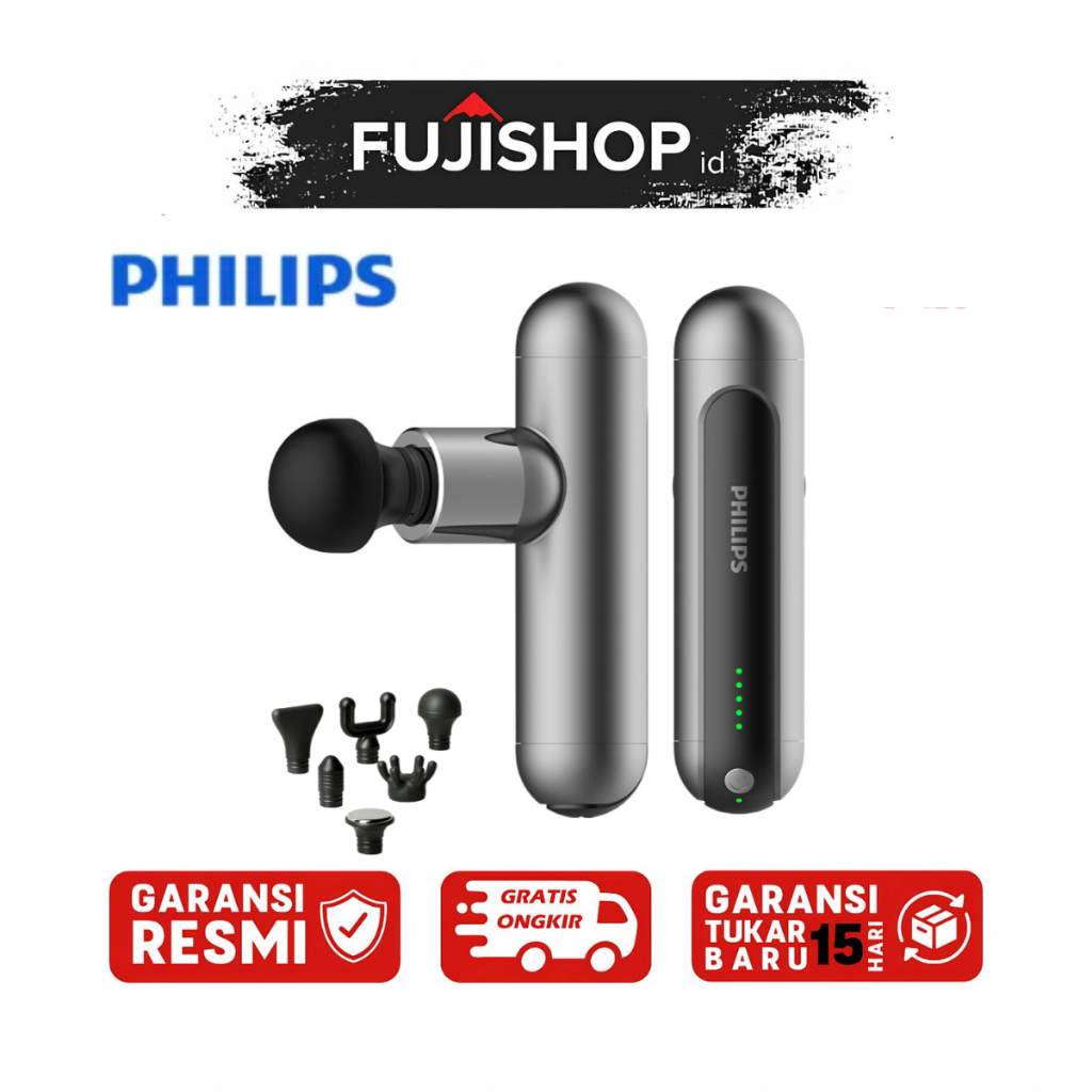 Philips Massage Gun PPM7303 - Alat Pijat Elektrik Portabel dengan Pemanas