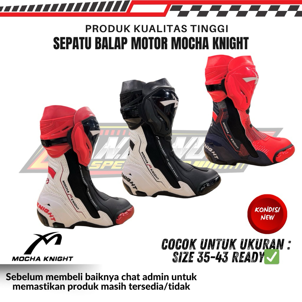 Sepatu Balap Motor Road Race Mocha Knight Supertech ORIGINAL/ASLI