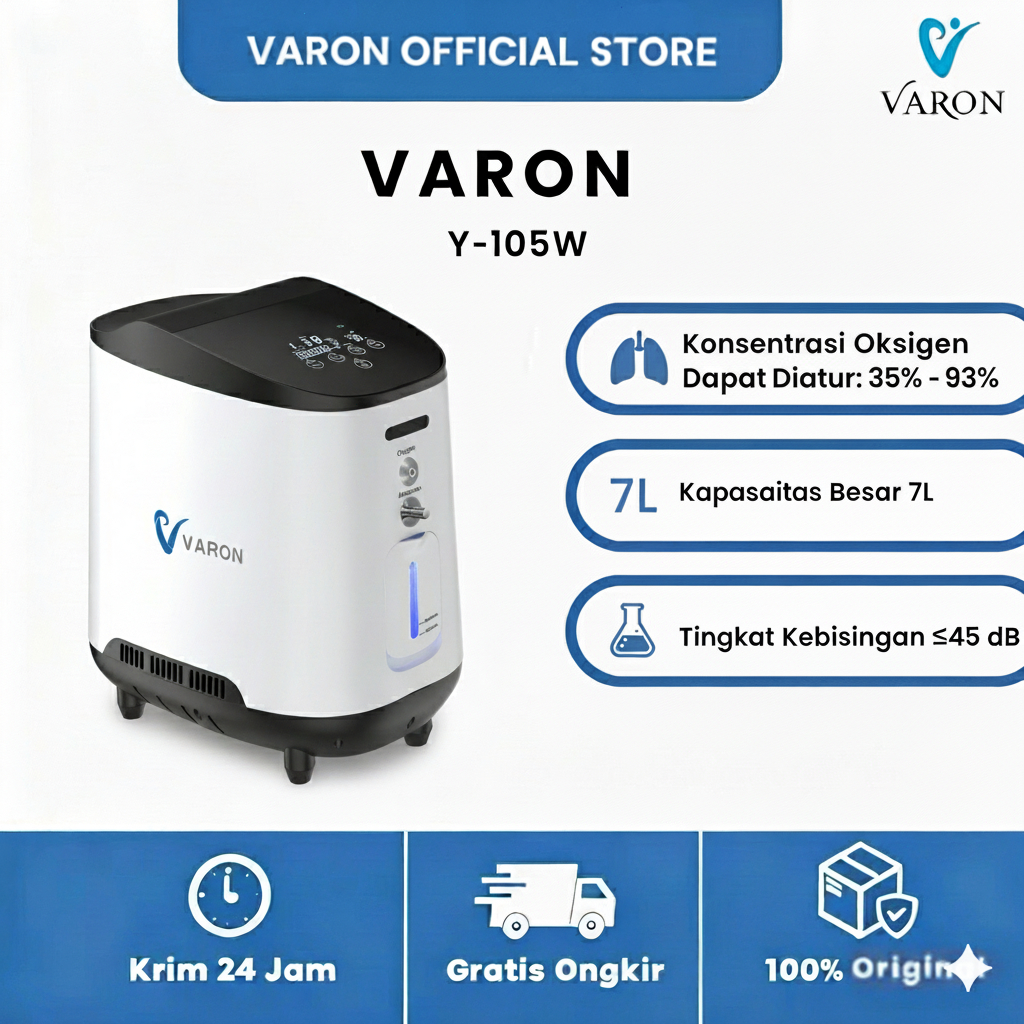 [ COD ] VARON Y-105W Konsentrator Oksigen Portabel 7 Kecepatan yang Dapat Disesuaikan 0,9-4,5L/menit