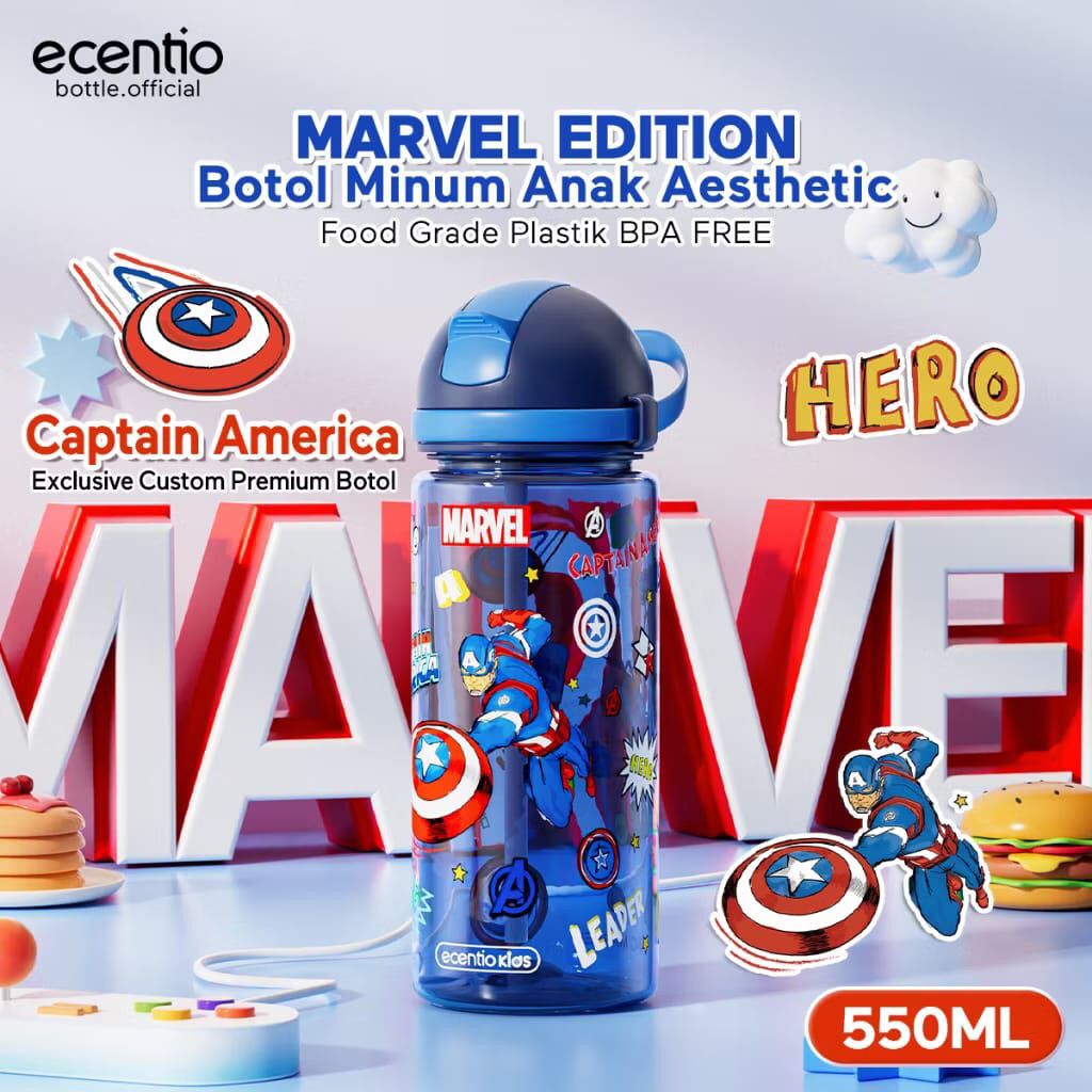 ECENTIO BOTOL MINUM ANAK MARVEL 550ML