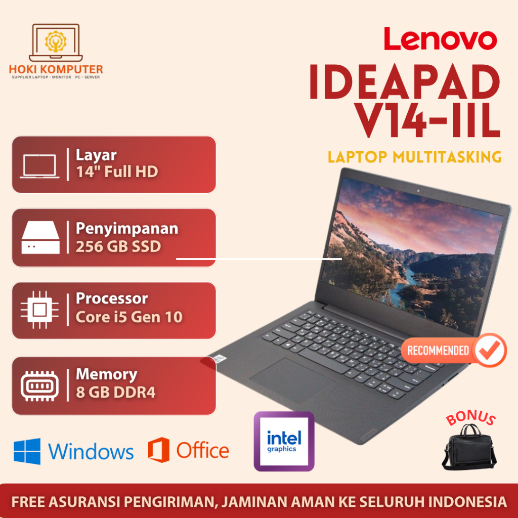 SALE Laptop Lenovo Core i5 V14 - IIL Core i5-1035G1 Ram 8GB SSD 256GB  14" FHD