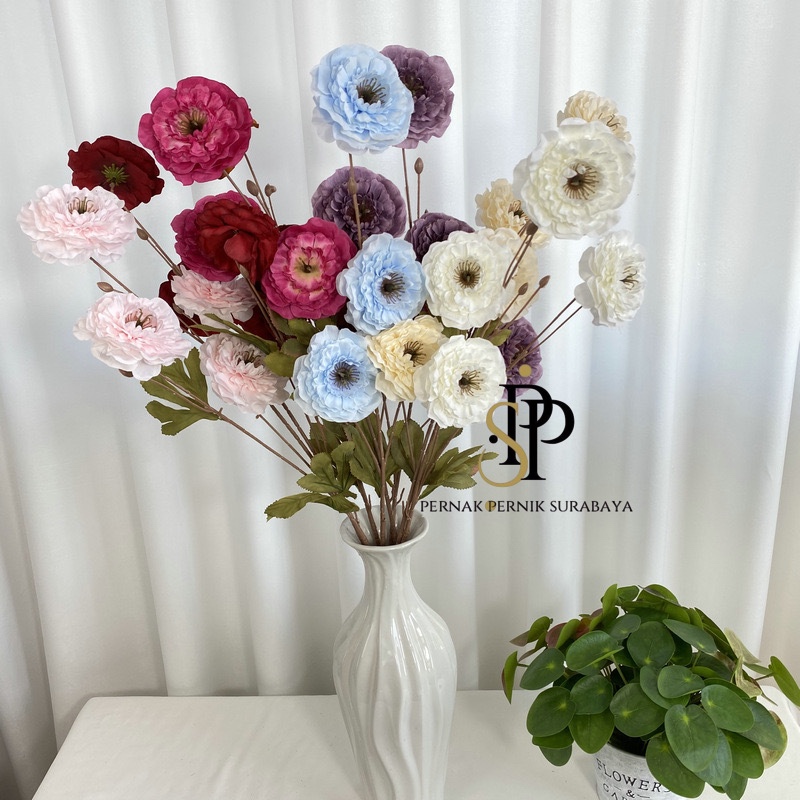 MELAPE X4 MELALEUCA PEONY BUNGA PALSU ARTIFICIAL FLOWER BUNGA MENJUNTAI TINGGI PANJANG PEONY BESAR B