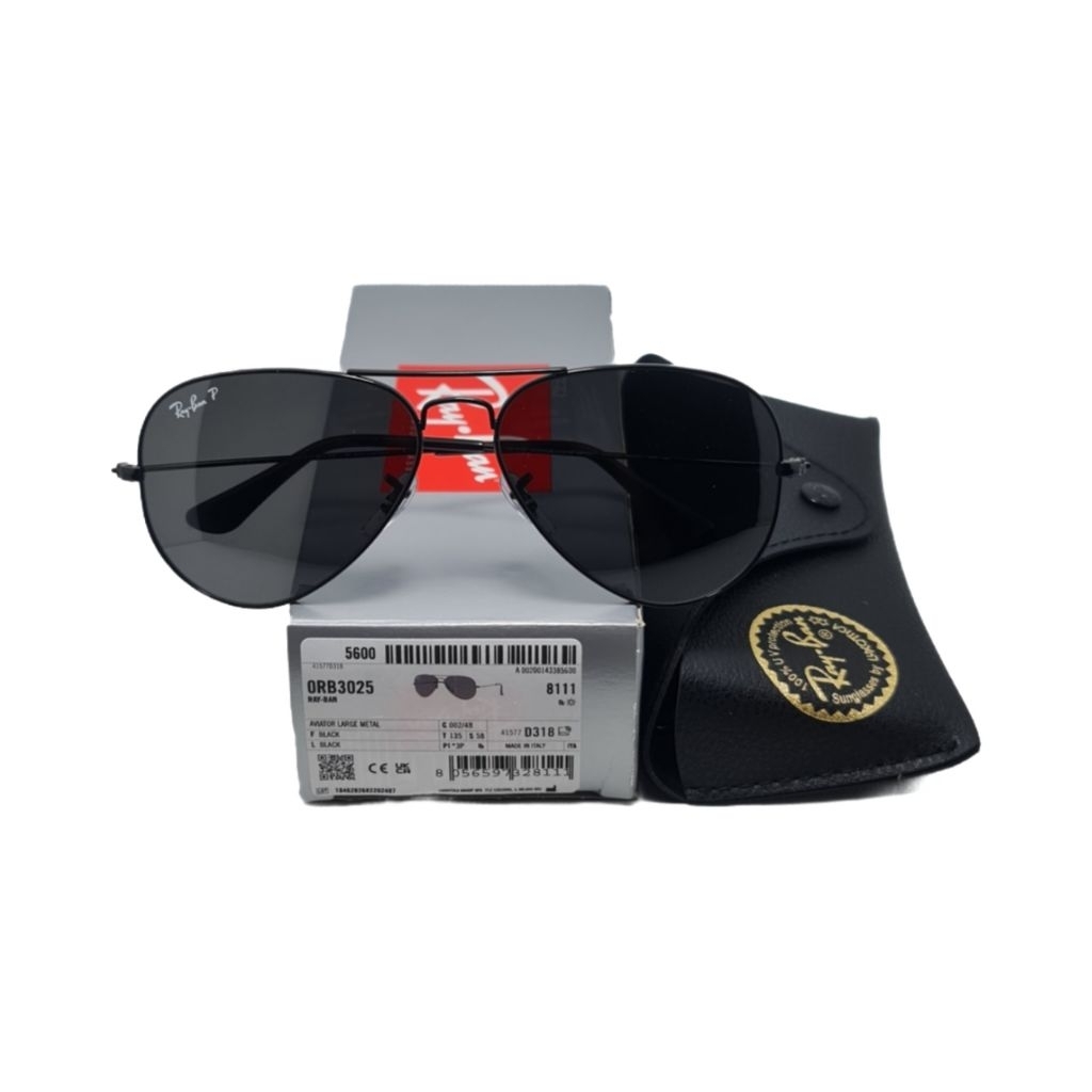 SUNGLASSES Kacamata Hitam RAYBAN AVIATOR RB3025 002/48 58-14-135 3P Black polarized original