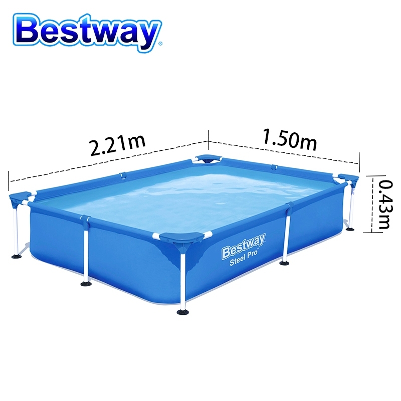 KOLAM RENANG BESAR Bestway 56401 STEEL PRO FRAME POOL / Wahana Mandi Bola Jumbo [221cmx150cmx43cm]