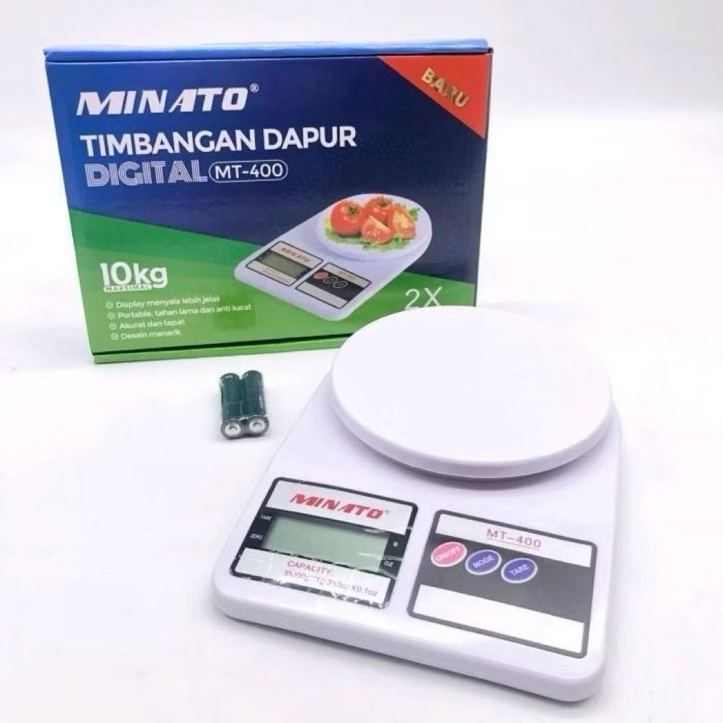Timbangan Digital 10kg Minato MT 400. Timbangan dapur kue, roti, telur, kopi, tepung, gula, dll