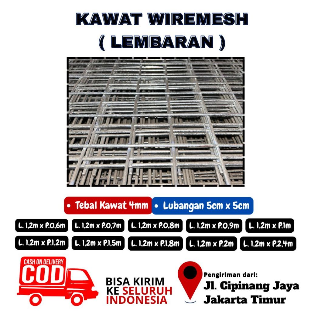 KAWAT WIREMESH GALVANIS 4MM LUBANGA 5CM X 5CM