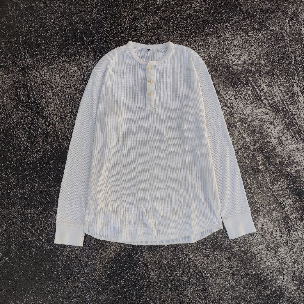 XL | Waffle Henley Neck Longsleeve T-Shirt by Un*qlo