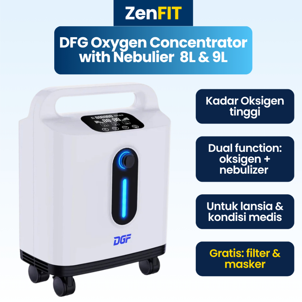 Konsentrator Oksigen Nebulizer Udara Portabel DGF 8L & 9L Oxygen Concentrator | Mesin Bantu Pernapas